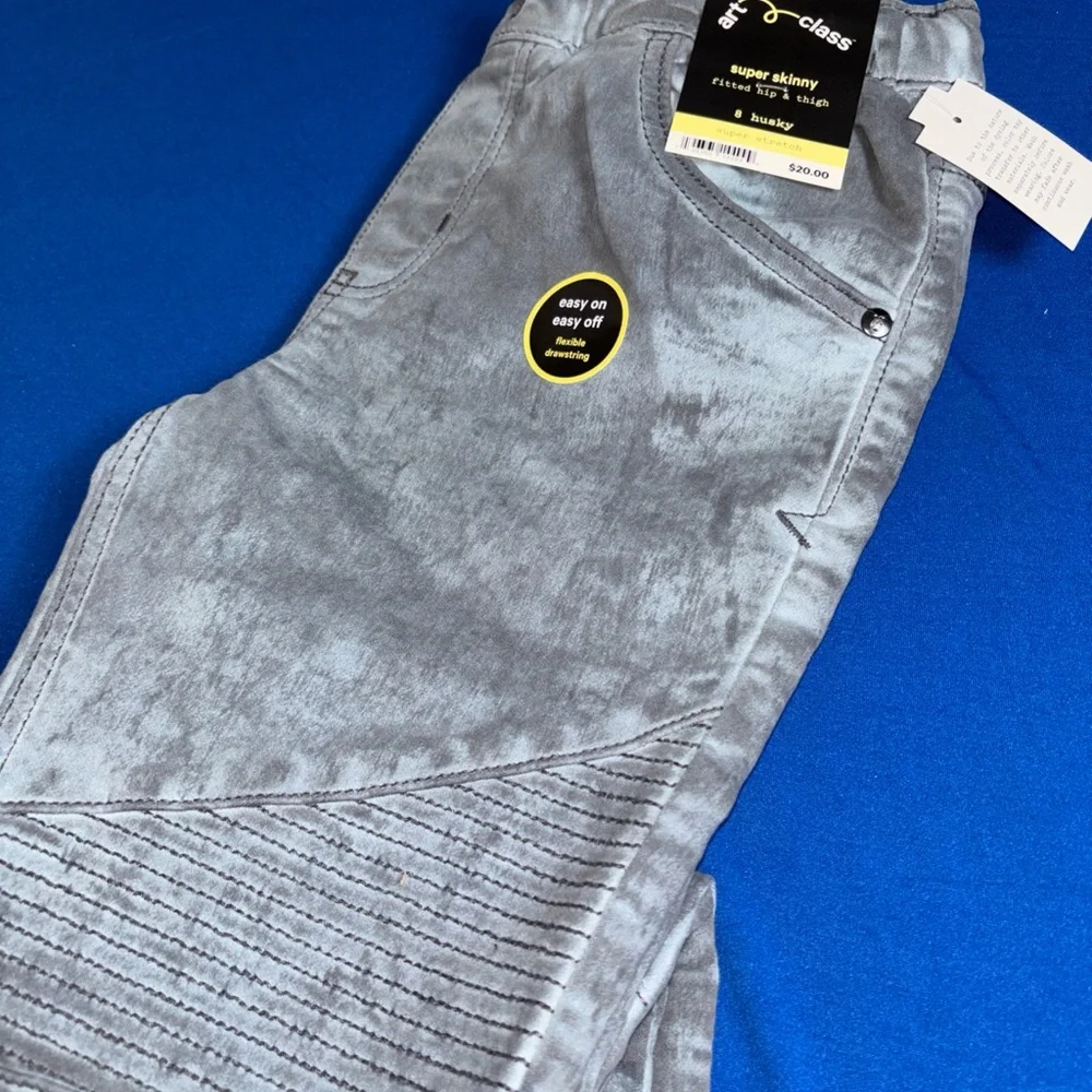 Jogger Fit Jeans Boys Faded distressed Stretch Gray Sz 8‎ Husky Art Class New